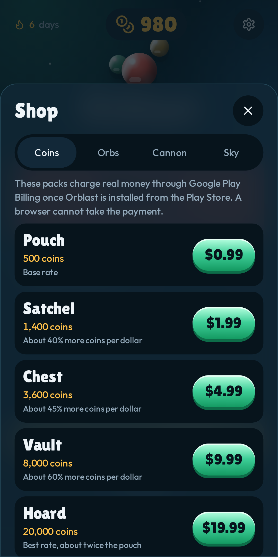 Coin packs